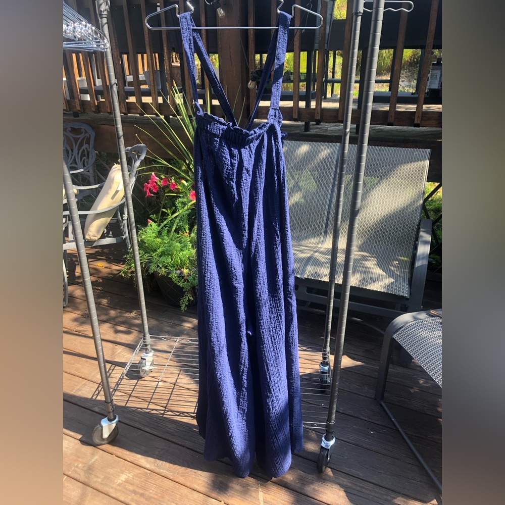 Anthropologie blue jumpsuit